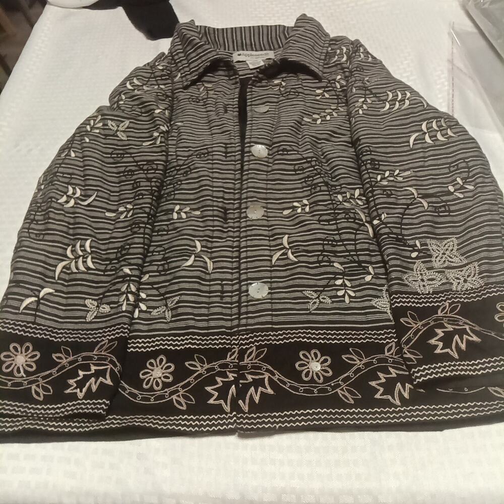 Vintage Appleseeds Embroidered Grandma Core Large Button Up Jacket Cottage Core
